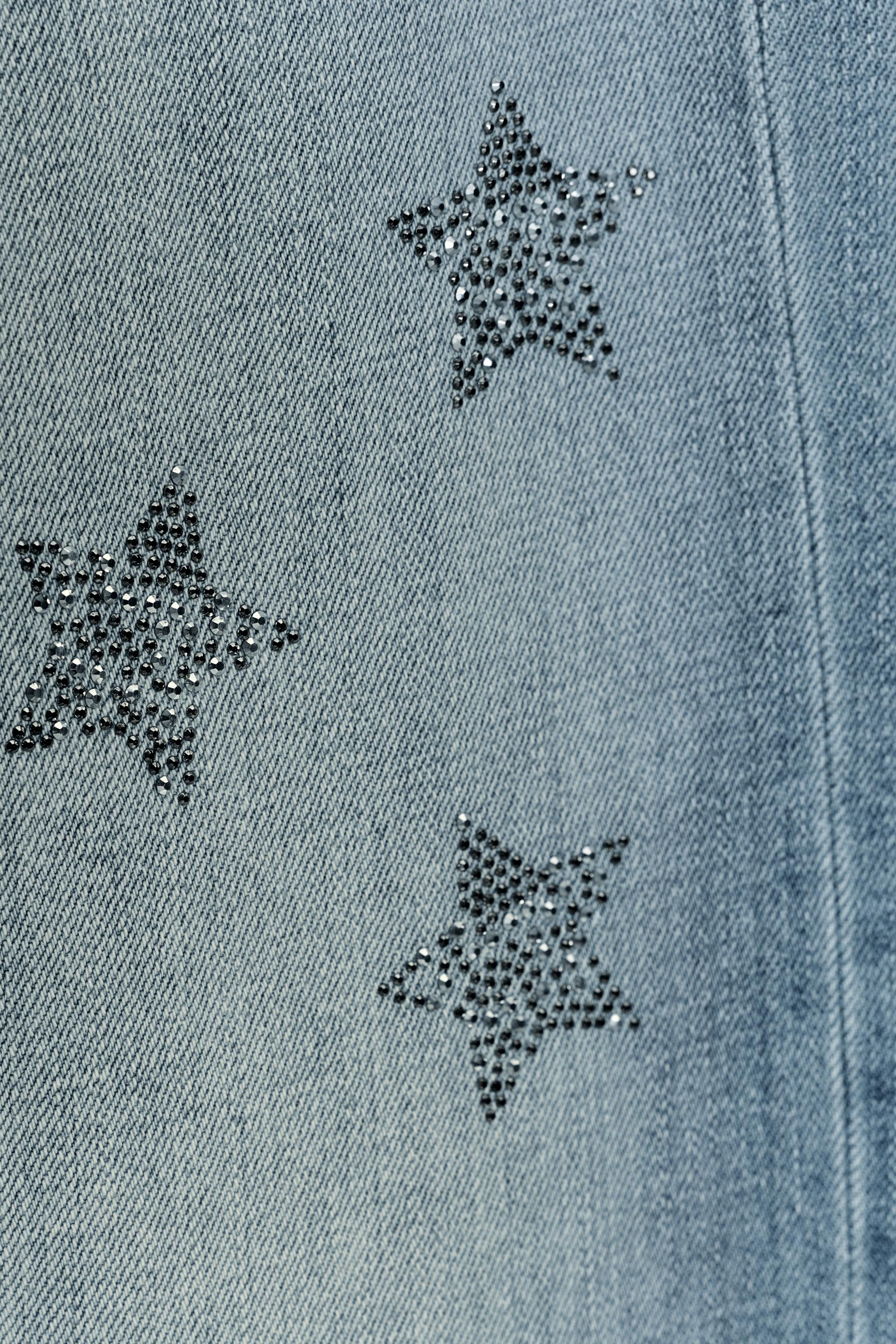 TRF LOW RISE WIDE LEG RHINESTONE JEANS